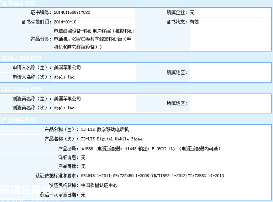 iPhone 6/6 Plus获中国3C认证 暂不支持FDD网络