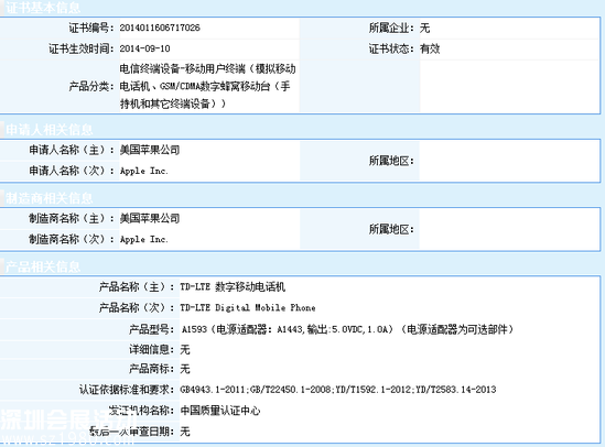 iPhone 6/6 Plus获中国3C认证 暂不支持FDD网络