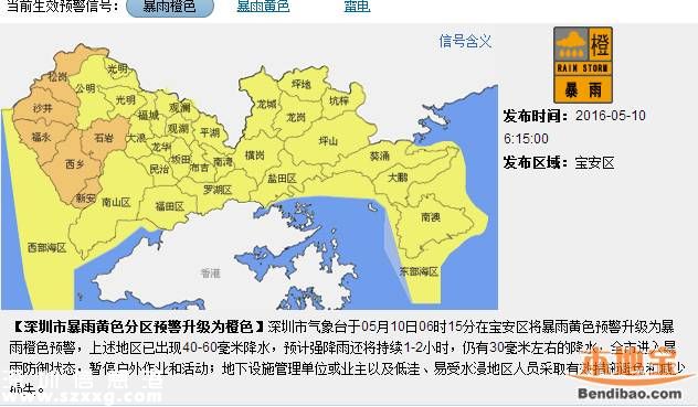 深圳天气（5.10）：多云有阵雨 气温24-29℃