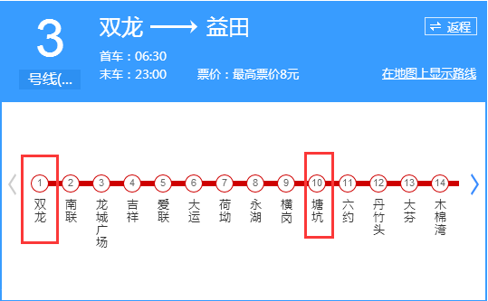 今日地铁3号线塘坑-双龙段提前结束运营